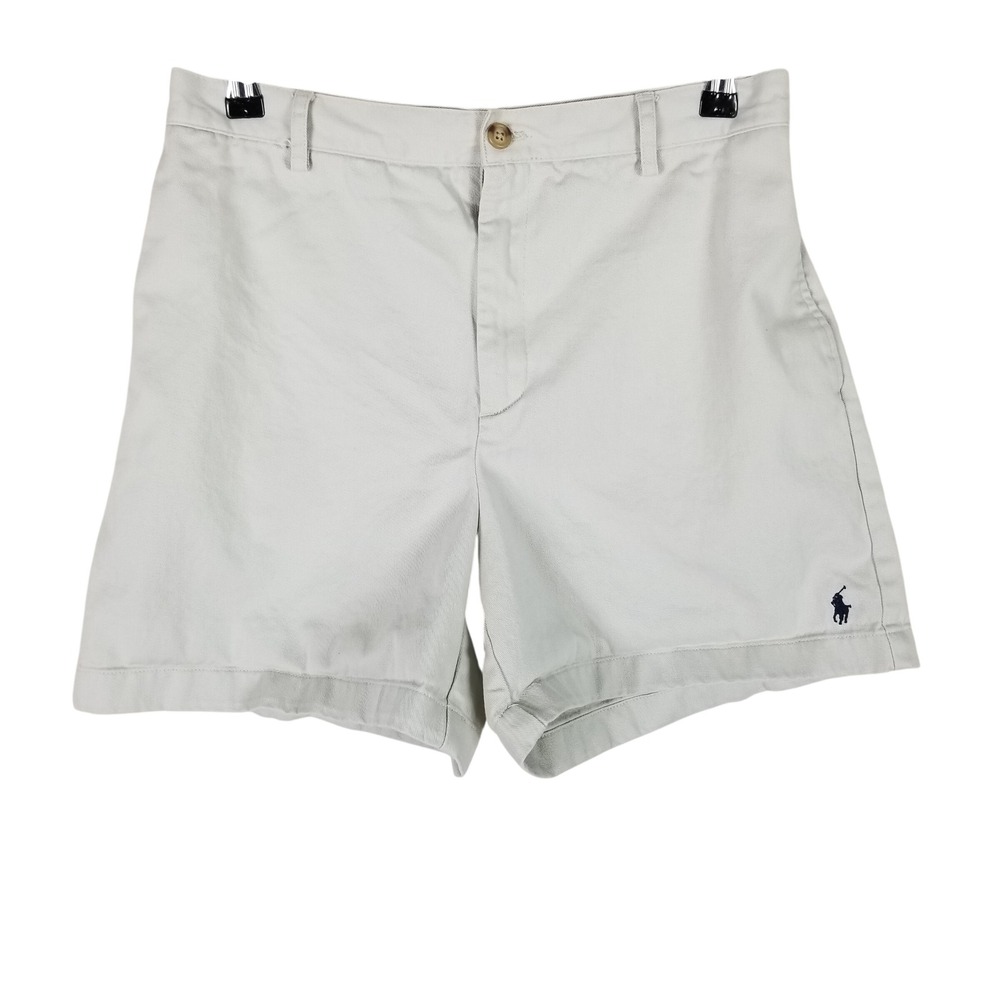 Ralph Lauren Sport Chino Shorts Womens 8 Beige Cotton Twill Pony Logo Mid Rise